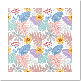 Floral and leave pattern Posters and Art